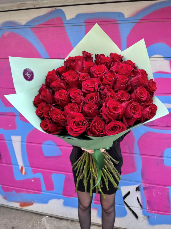 Kytice červených růží 80 cm