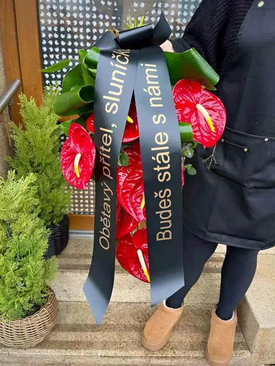 Smuteční kytice pro muže s anturií Smuteční kytice pro muže s anturií