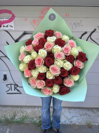 Kytice růží 70 cm, 3 barvy