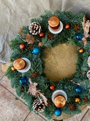 Adventní věnec tyrkysovo- bronzový