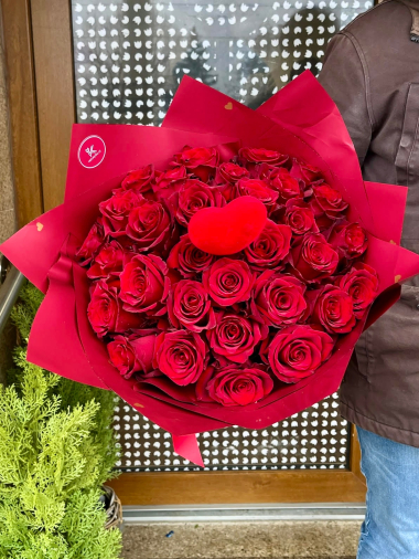 Kytice červených růží 60 cm