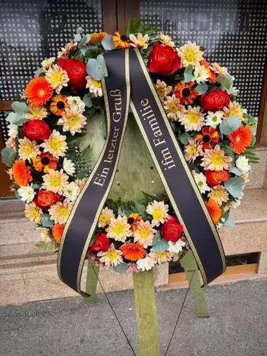 Smuteční věnec Premium oranžový