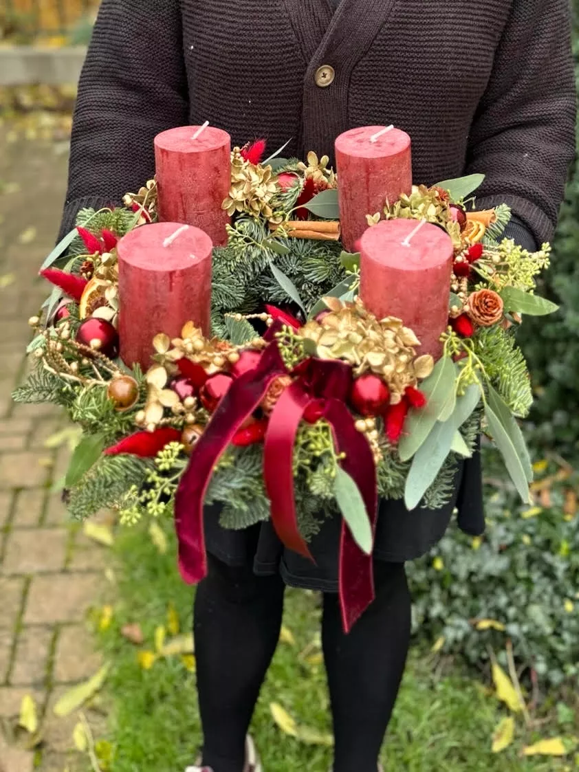 Adventní věnec Premium, zelený, na zavěšení